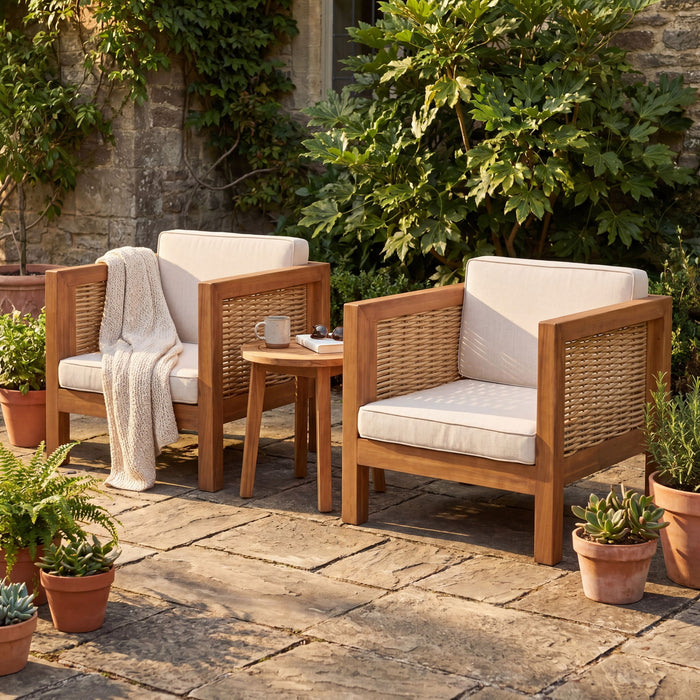 Outdoor Club Chair With Wicker Armrest Noble House