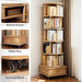 6 Tier Rotating Bookshelf With Wheels And Drawer, 360° Spinning Design, Space Saving Storage, For Home - Wood Home Essentials
