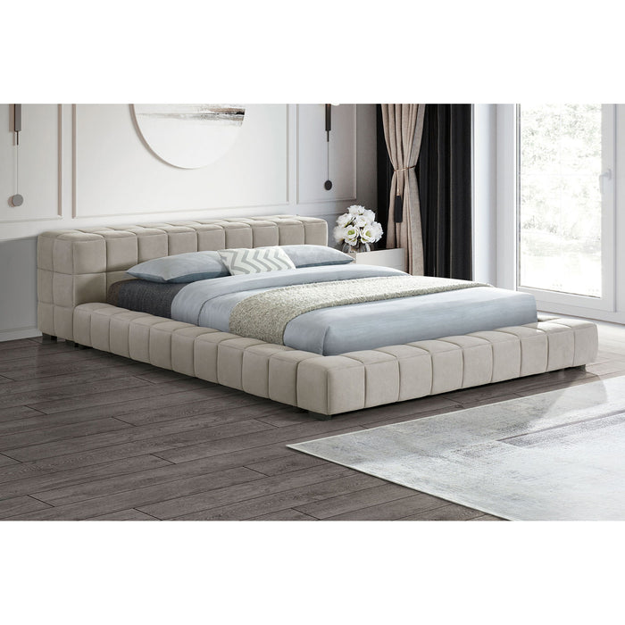 Kinsley - Upholstered Full Platform Bed With Low Profile And Tufted Headboard - Taupe Furniture Max