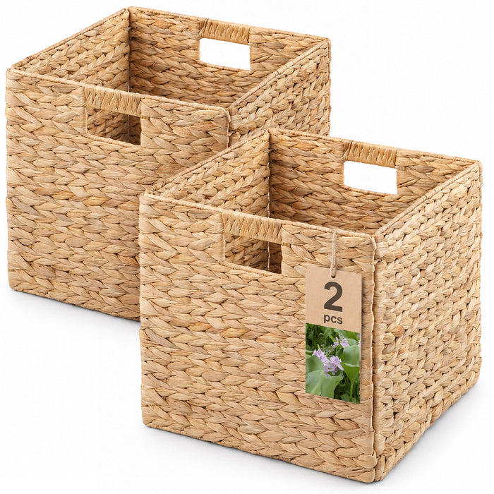 Folding Storage Baskets, Hand Cube Baskets With Cutout Handles Shelf Organizer, Toy Storage, Closet Storage (Set of 2) - Light Brown Daily Nest
