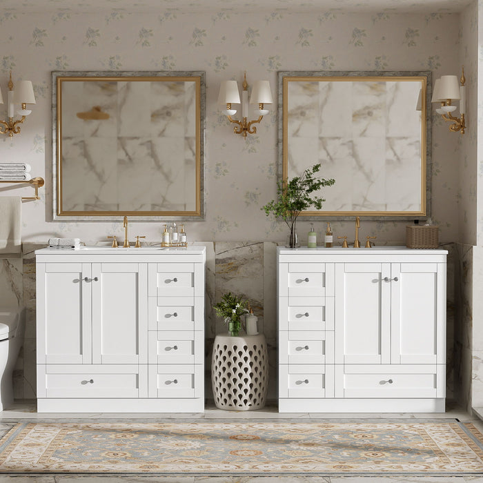 Shaker Free Standing Bathroom Vanity Cabinet & Sink, Soft Close Drawers, Soft Close Doors Hearth and Haven