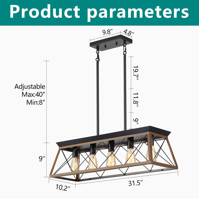 Chandelier Pendant Light For Dining Room Kitchen, 5 Light Fixture With Adjustable Height Daily Nest