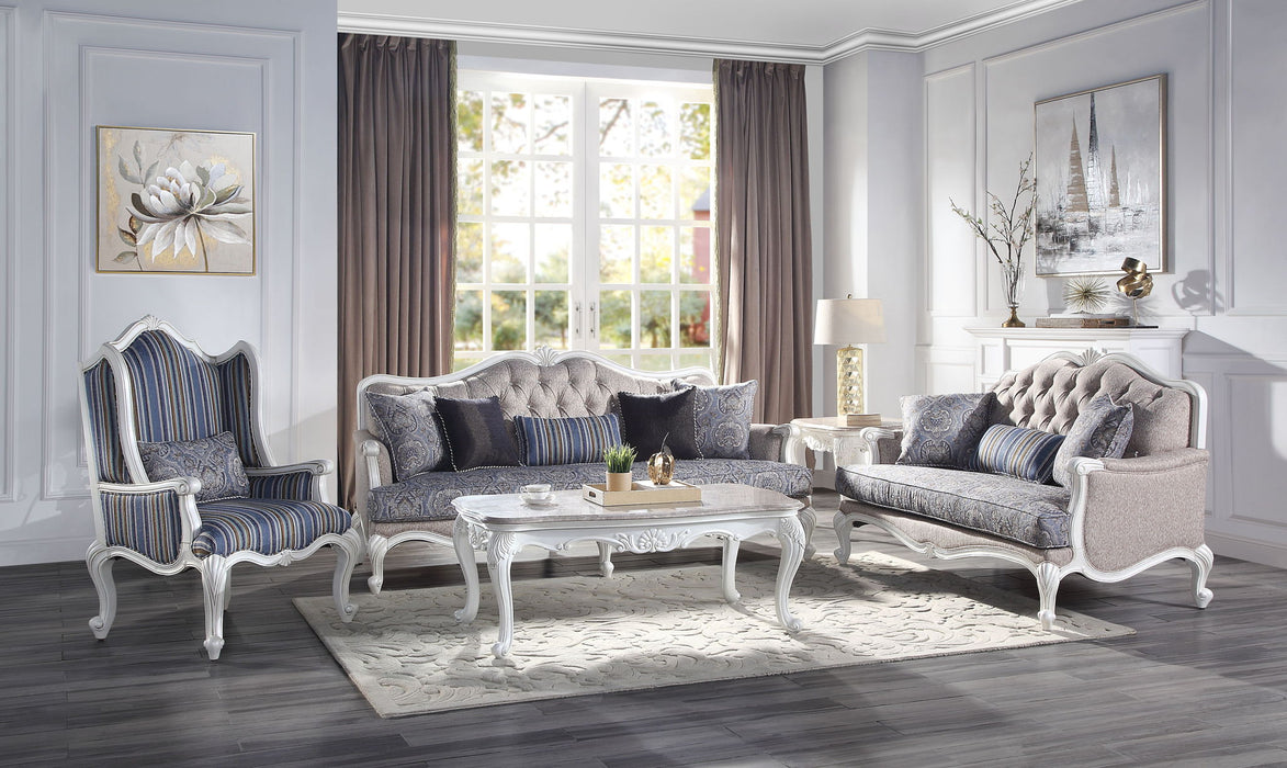 Ciddrenar - Sofa With 5 Pillows - Fabric & White ACME