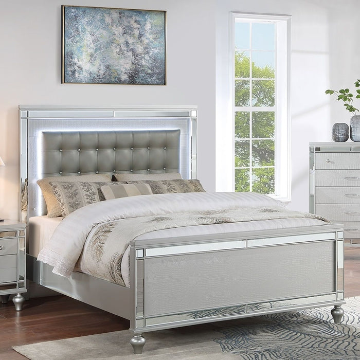 3 Piece Bedroom Set, Sleek Modern Bed With LED Nightstands Home Essentials