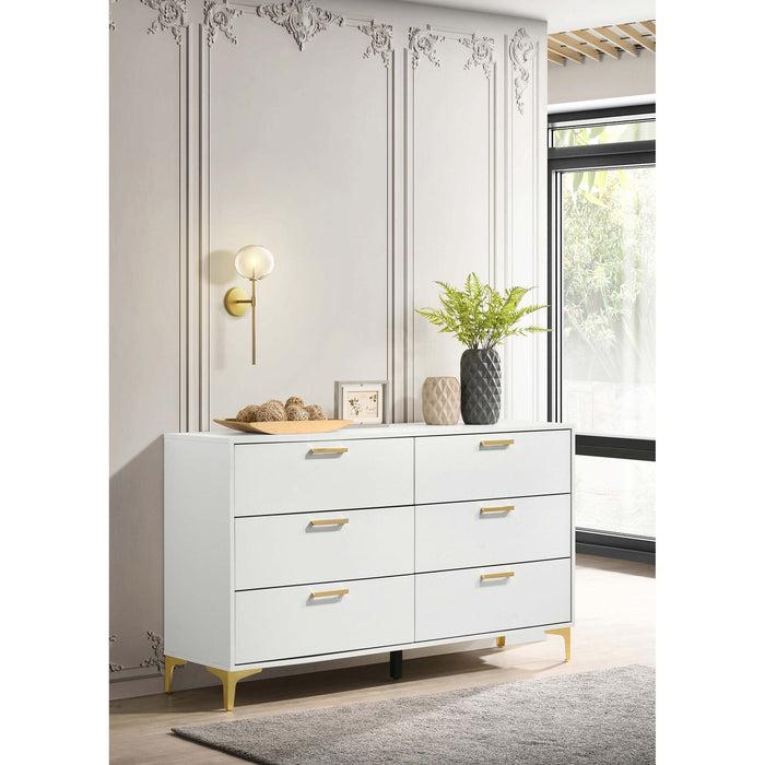 Karena - Rectangular 6 Drawer Dresser - White Furniture Max