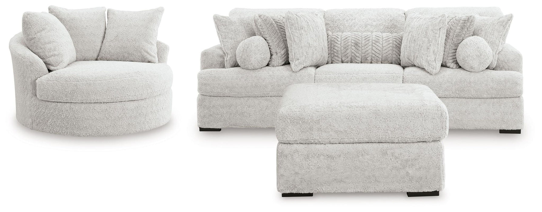 Cuddle Plush - 3 Pc. - 3-Piece Sectional, Chair And Ottoman - Arctic Signature Design by Ashley®