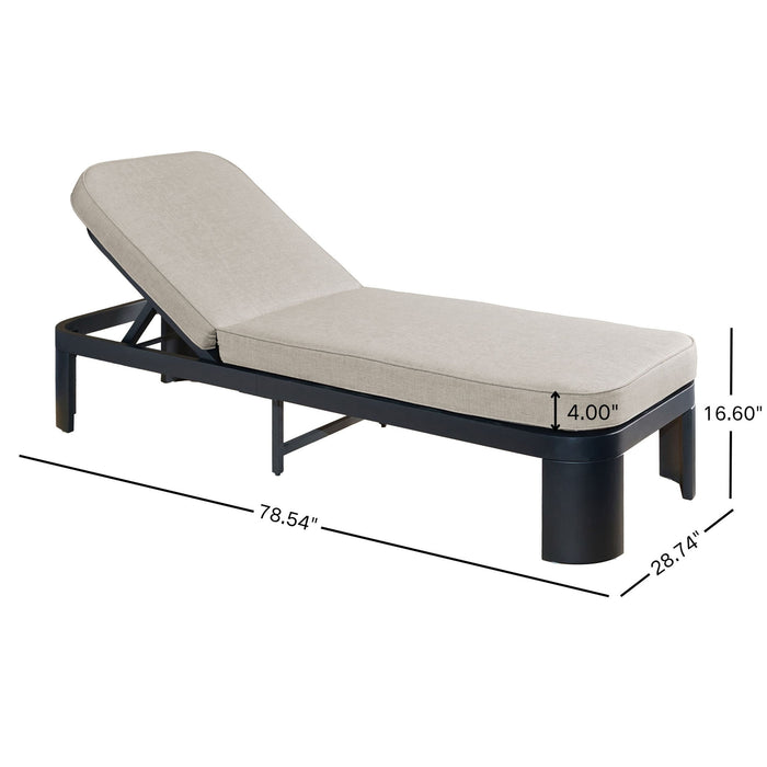 Outdoor Chaise Lounge With Cushion, 5 Position Adjustable Backrest Noble House