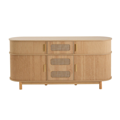 Fluted Sideboard Buffet Cabinet With Sliding Doors And Adjustable Shelves Noble House