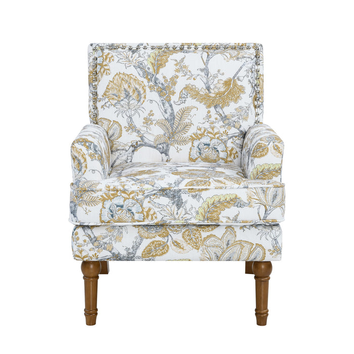 Floral Accent Armchair With Nailhead Trim Home Essentials