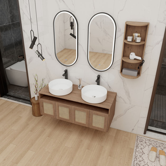 Bathroom Vanity With Art Sink And Storage Rack, Float Mounting Design Home Essentials