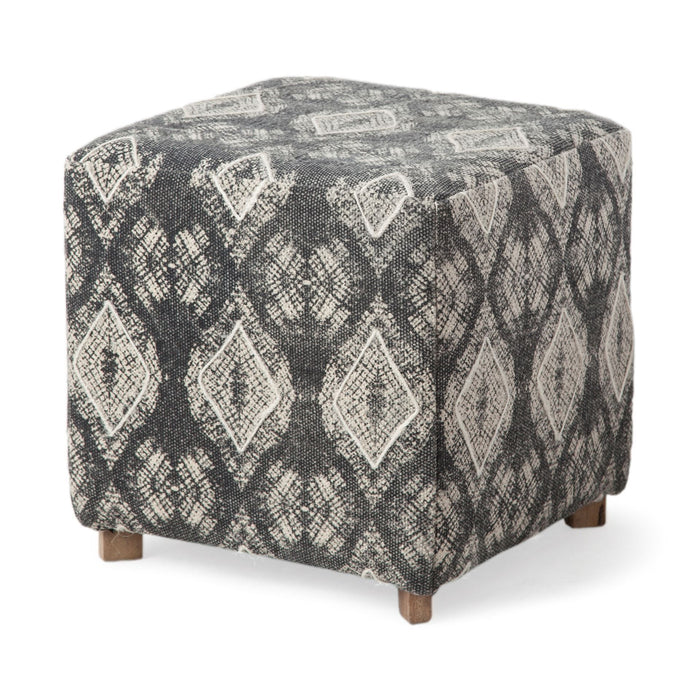 Cotton And Brown Cube Ottoman - Gray