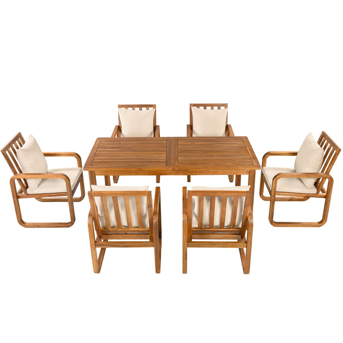 7 Piece Outdoor Patio Dining Set With Removable Cushions Hearth and Haven