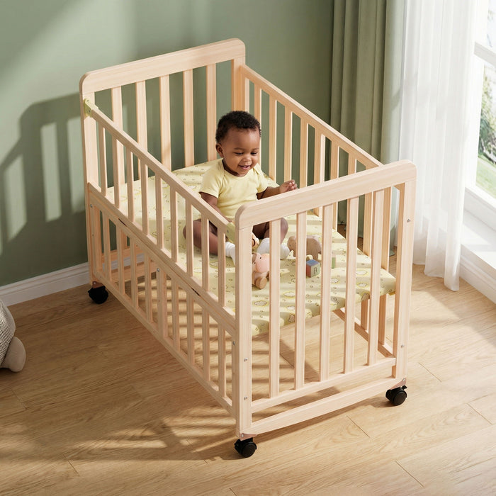 Portable Bedside Bassinet With 3 Heights, Mini Crib For Newborns - Natural Wood Home Essentials