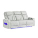 Julian - Power Reclining Sofa With Footrest And LED Lighting - Silver Global Furniture USA