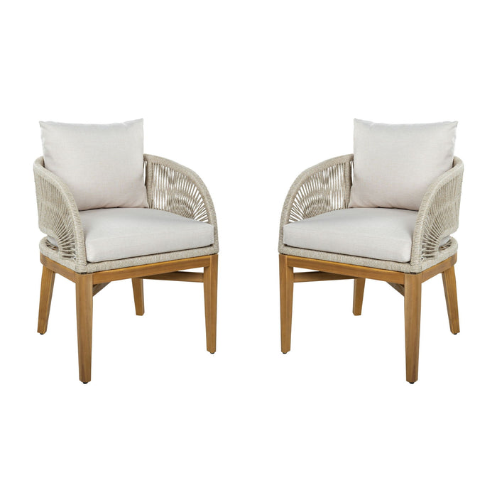 Outdoor Dining Chairs With Cushion (Set of 2) Noble House