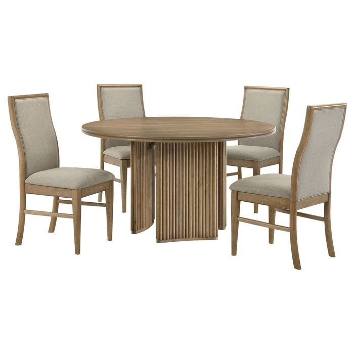 Dreydon - 5 Piece Round Dining Table Set With Chairs - Light Brown Furniture Max