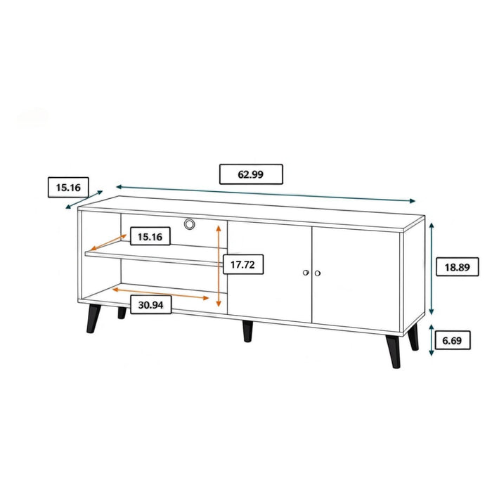 Amidon - TV Stand, With 2 Storage Shelves And 1 Cabinet US Pride