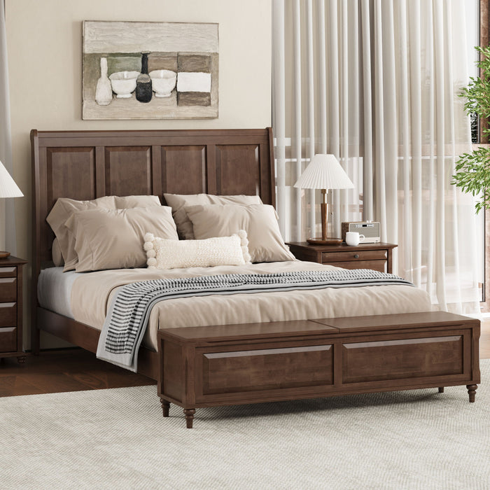 Sleigh Bed Frame With Tall Headboard And Storage Bench Home Essentials