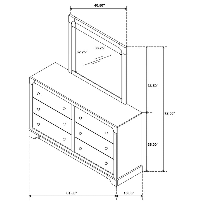 Sundance - 6 Drawer Dresser With Mirror - Dark Coffee Furniture Max