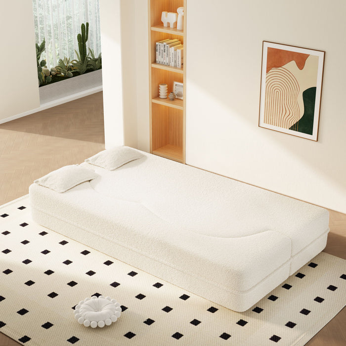 Modern Floor Sofa With 2 Pillows, Twin Size For Living Room Home Essentials