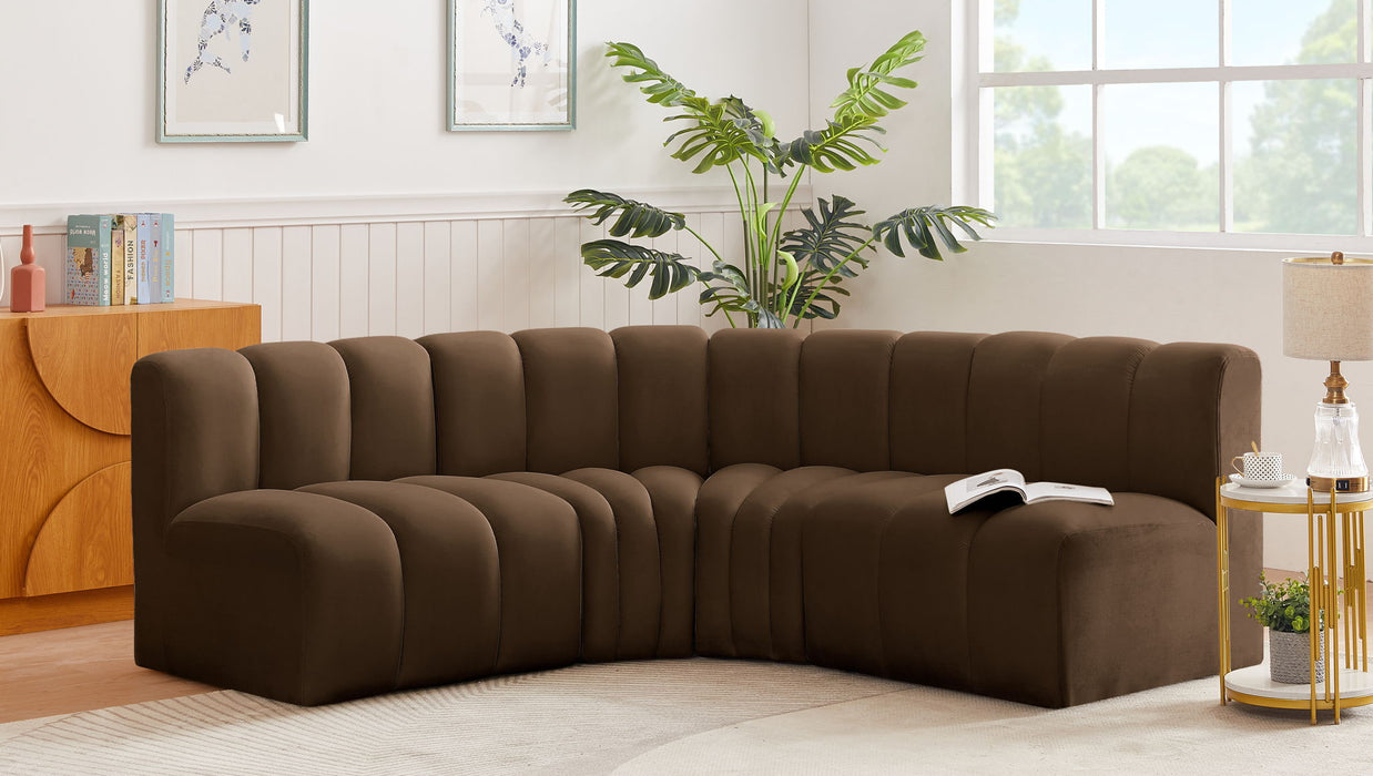 Arc - Velvet 4 Piece Corner Modular Sofa Meridian Furniture
