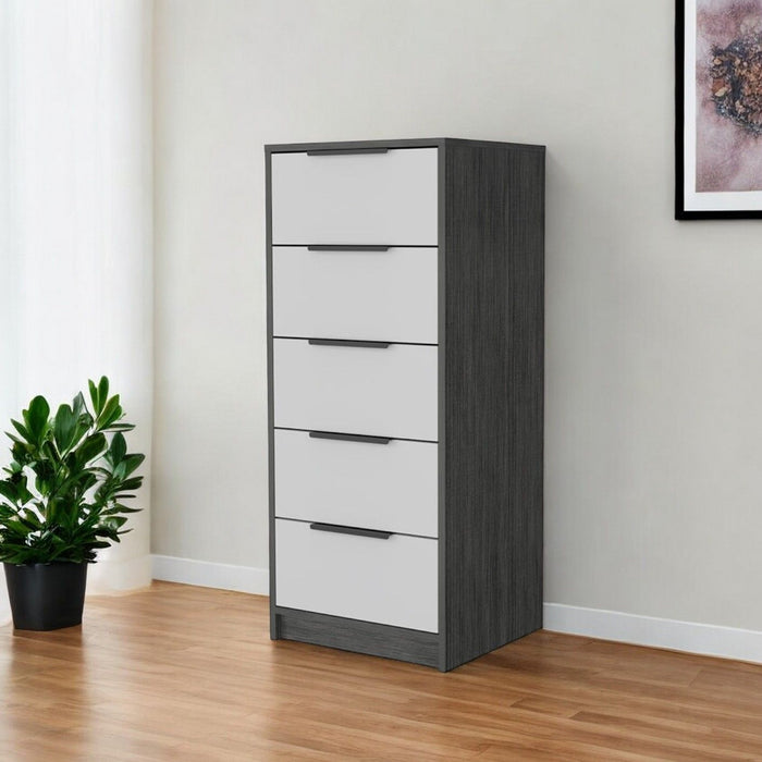 Five Drawer Standard Chest - White / Gray