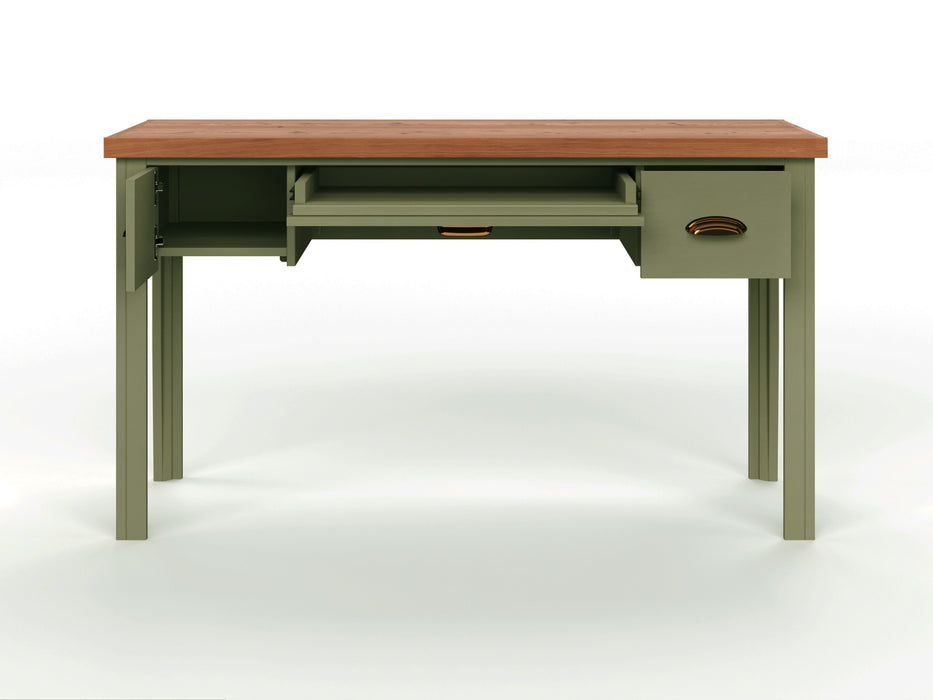Bridgevine Home Vineyard 53" Writing Desk, No Assembly Required, Sage Green And Fruitwood Finish