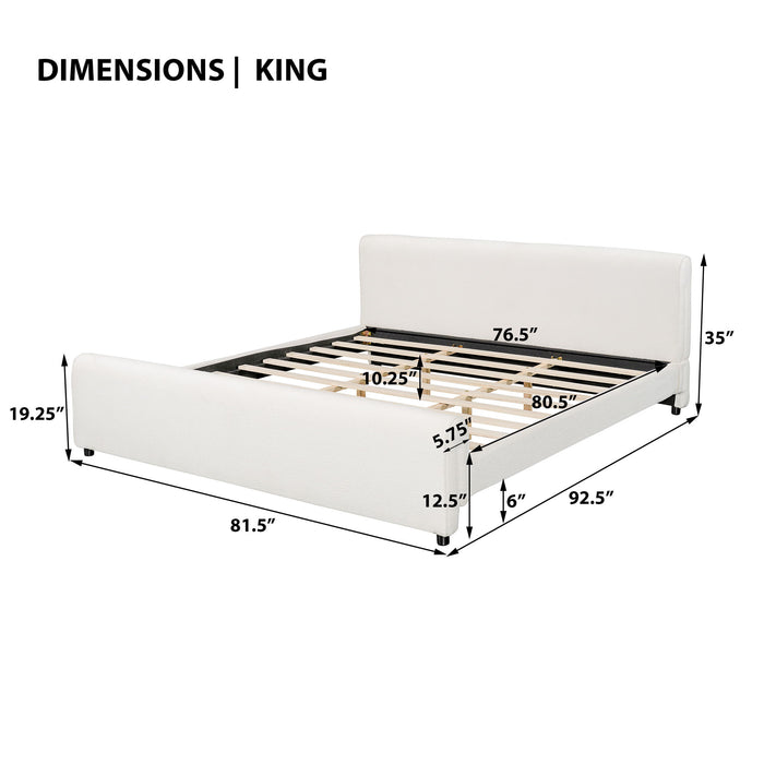 Luxury Upholstered Bed Frame With Curved Headboard & Footboard Artistry At Home