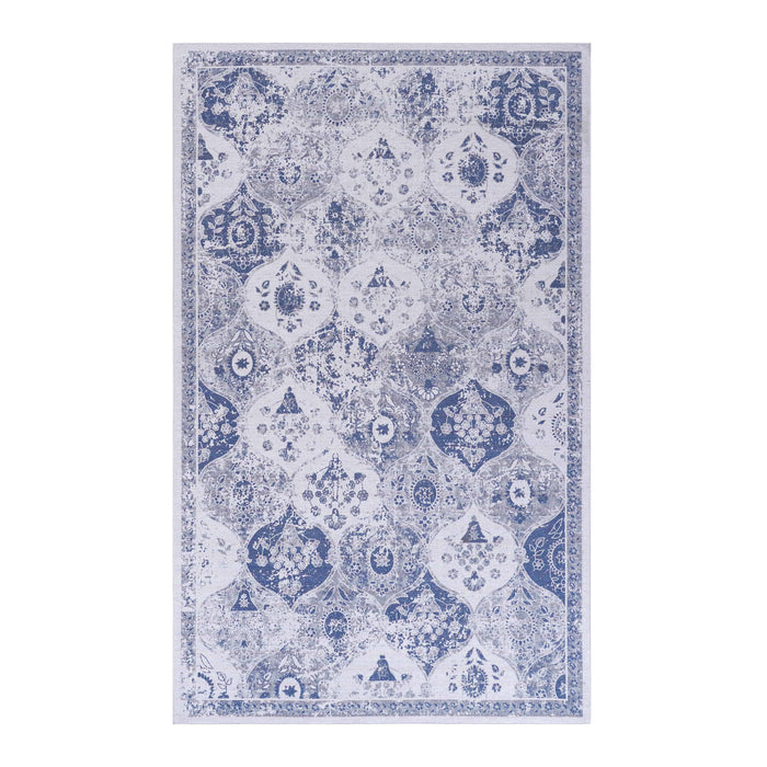 4' x 6' Area Rugs, Washable Rug, Low-Pile, Non-Slip, Non-Shedding, Foldable, Kid & Pet Friendly Area Rugs For Living Room, Bedroom, Kitchen, Dining Room Rug - Blue