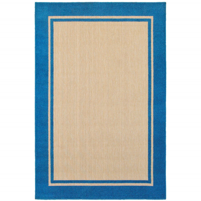 2' X 3' Stain Resistant Indoor / Outdoor Area Rug - Blue / Beige