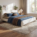 Upholstered Platform Bed Frame With Curved Headboard, Wood Slats Support Artistry At Home