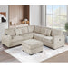 Upholstered L - Shaped 4 Piece Sectional Set With USB, Cocktail Ottoman Home Essentials