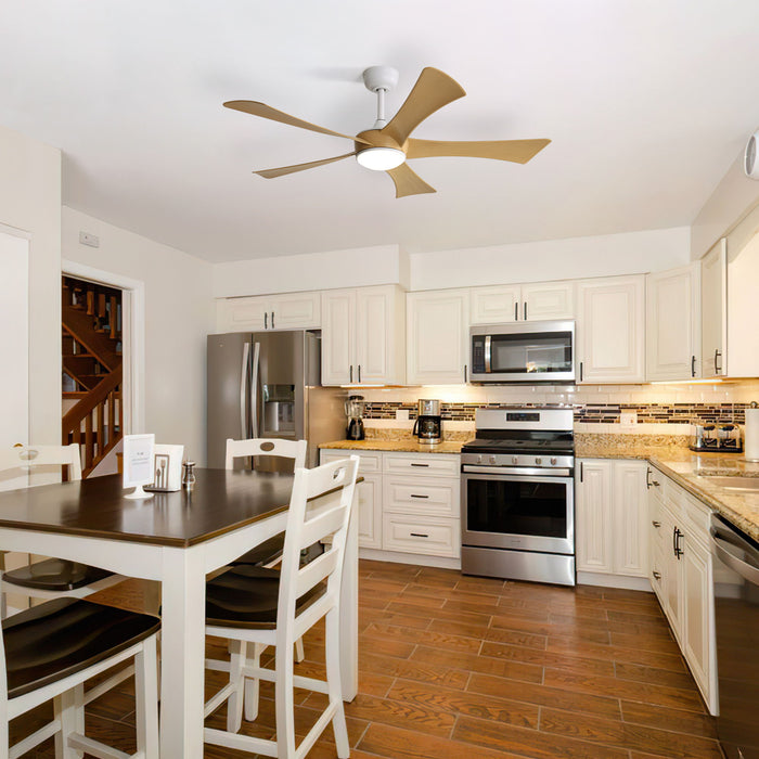 52" Ceiling Fan With 22W LED Light And Remote Control, 50 / 10 / 24 Downrod - White Daily Nest