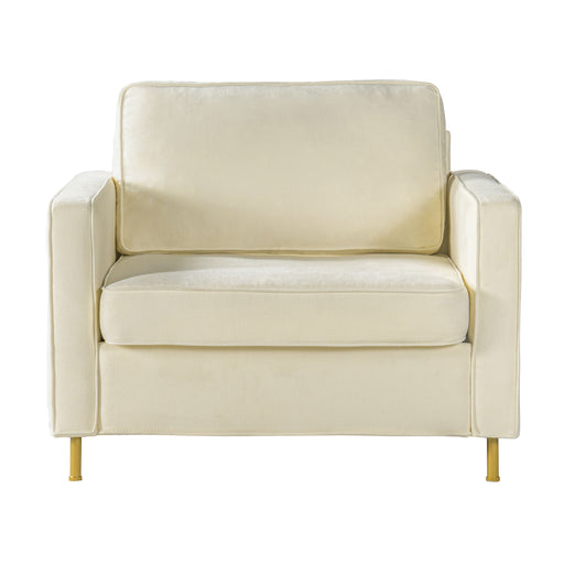Accent Chair Upholstered Single Sofa With Square Arms, Sewn Pillow Back For Living Room Noble House
