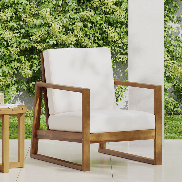 Nexusia - Outdoor Acacia Wood Club Chair With Slat Design Noble House