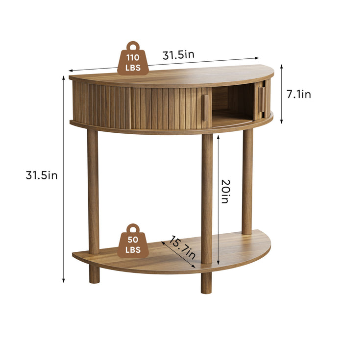 Half Moon Console Table For Living Room - Walnut Home Essentials