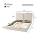 Double Pillow Upholstered Headboard, Skin Friendly Textured Fabric , Queen - Beige Noble House