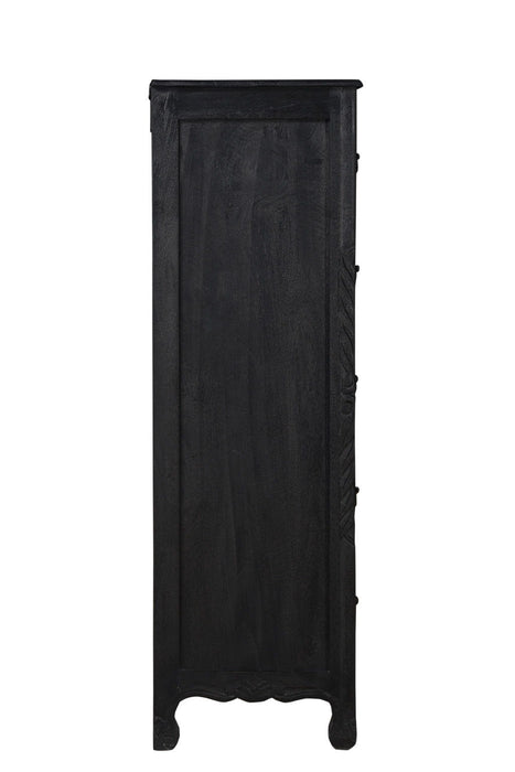35" Solid Wood Six Drawer Chest - Black