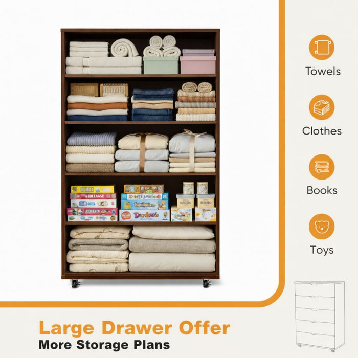 Modern 5 Drawer Dresser With Wheels Home Essentials