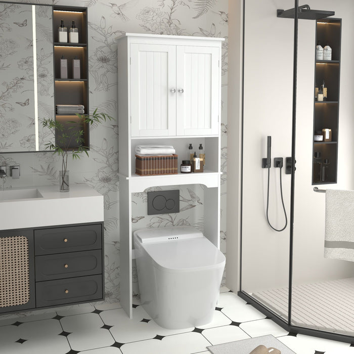 Bathroom Cabinet Over The Toilet With Adjustable Shelves - White