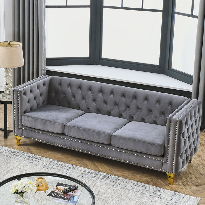 Modern Sofa With Button Tufting, Upholstered Couch For Living Room Home Essentials