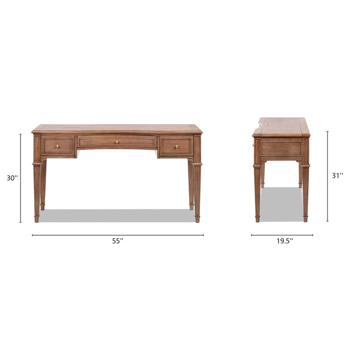 Dauphin - 3 Drawer Executive Desk - Brown Jennifer Taylor Home
