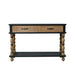 Accent Carved Console Table With Open Shelf And 2 Drawers Living Room - Black / Natural Wood Wash Home Essentials