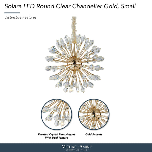 Michael Amini Lighting - Solara 24" Round Crystal LED Chandelier - Gold Michael Amini