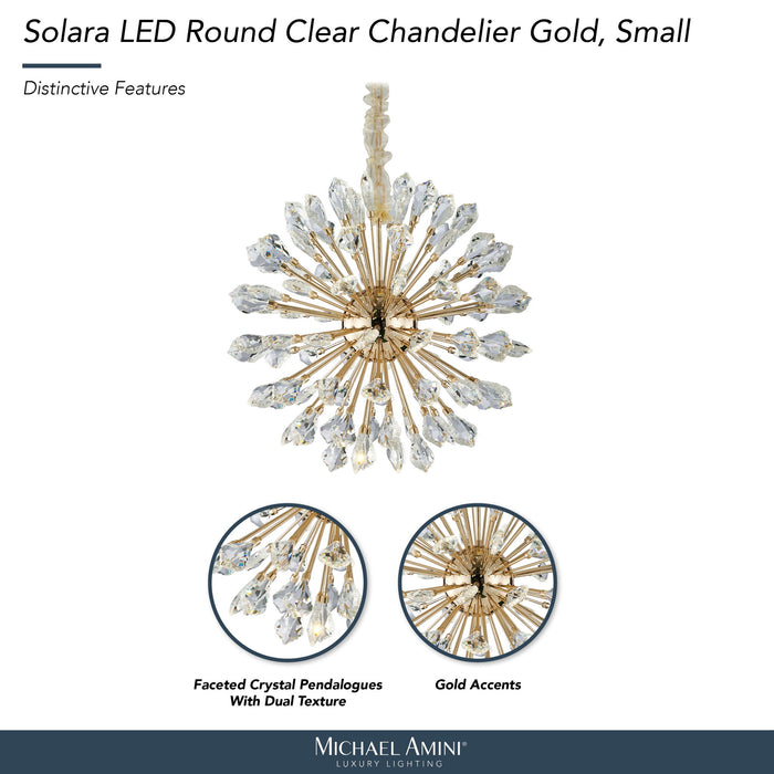 Michael Amini Lighting - Solara 24" Round Crystal LED Chandelier - Gold Michael Amini