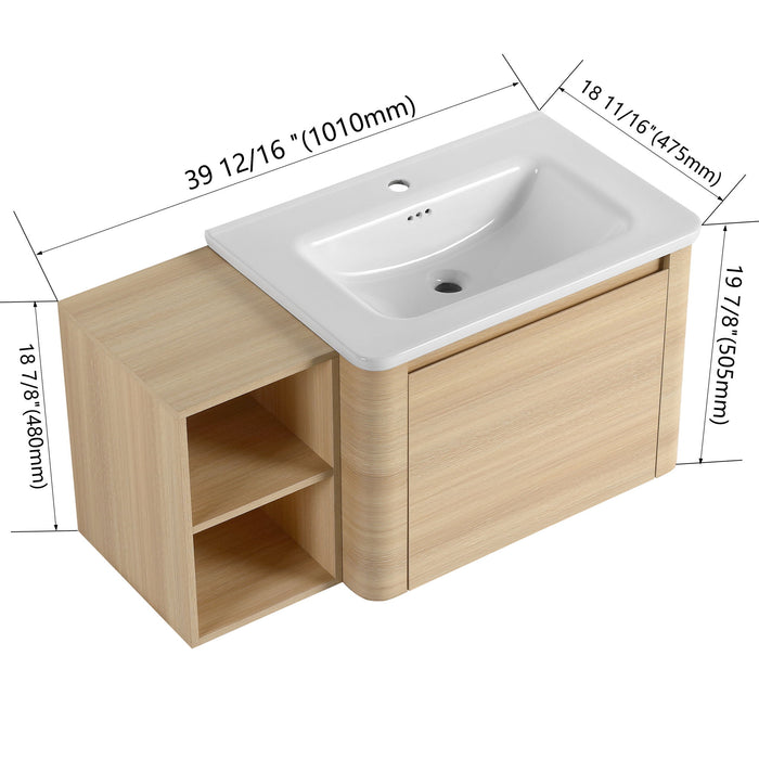 Wall Mounted Bathroom Vanity & Sink, Storage Shelves & Soft Close Door Home Essentials