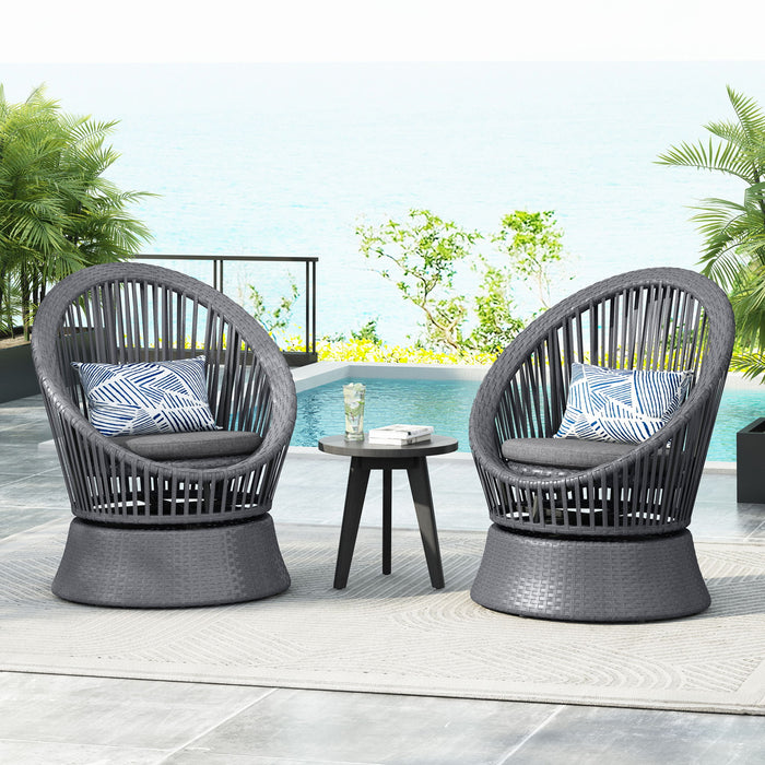 Modern Swivel Wicker Lounge Chair With Round Design