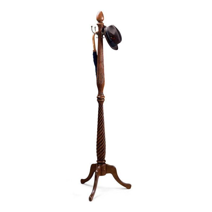 Unique Hand Carved Wooden Coat Rack - Brown