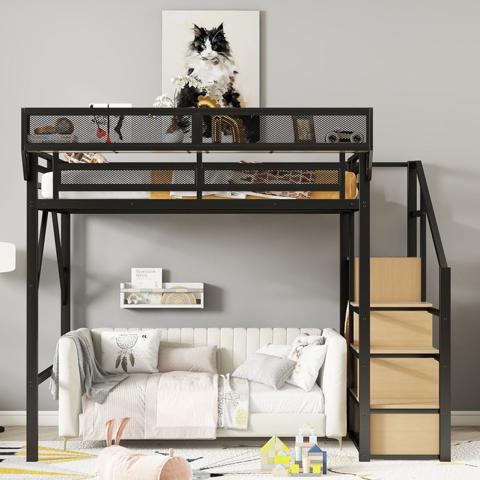 Loft Bed With Stairs, Storage Shelves, Wardrobe Home Essentials