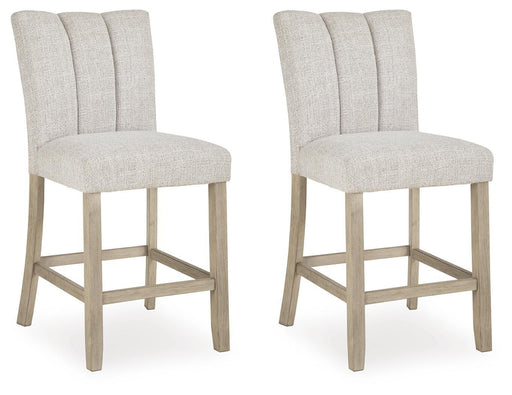Larawyn - Upholstered Barstool (Set of 2) - Bisque Signature Design by Ashley®